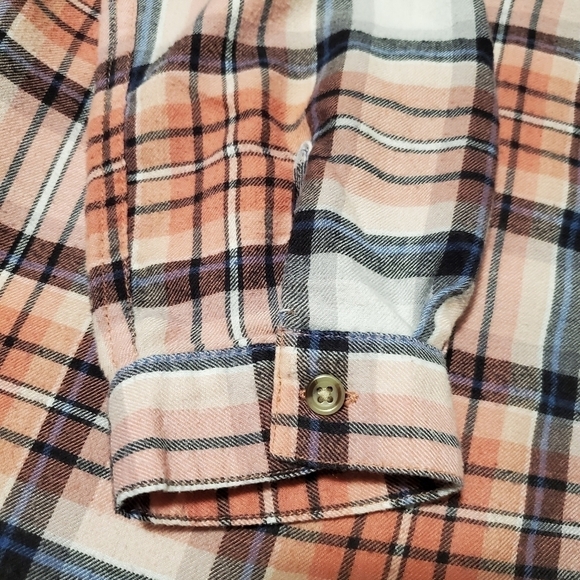 mySTYLE Plaid Button Down Shirt Oversized Hood Flannel-like Long Sleeves Pink Lg - Picture 11 of 13